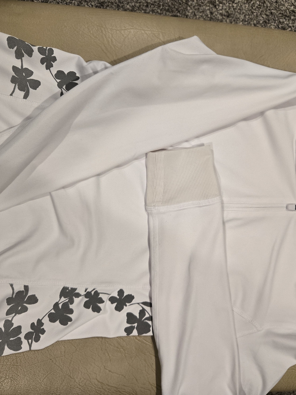 Fabletics White Zip-Up Performance Jacket with Silver Hardware